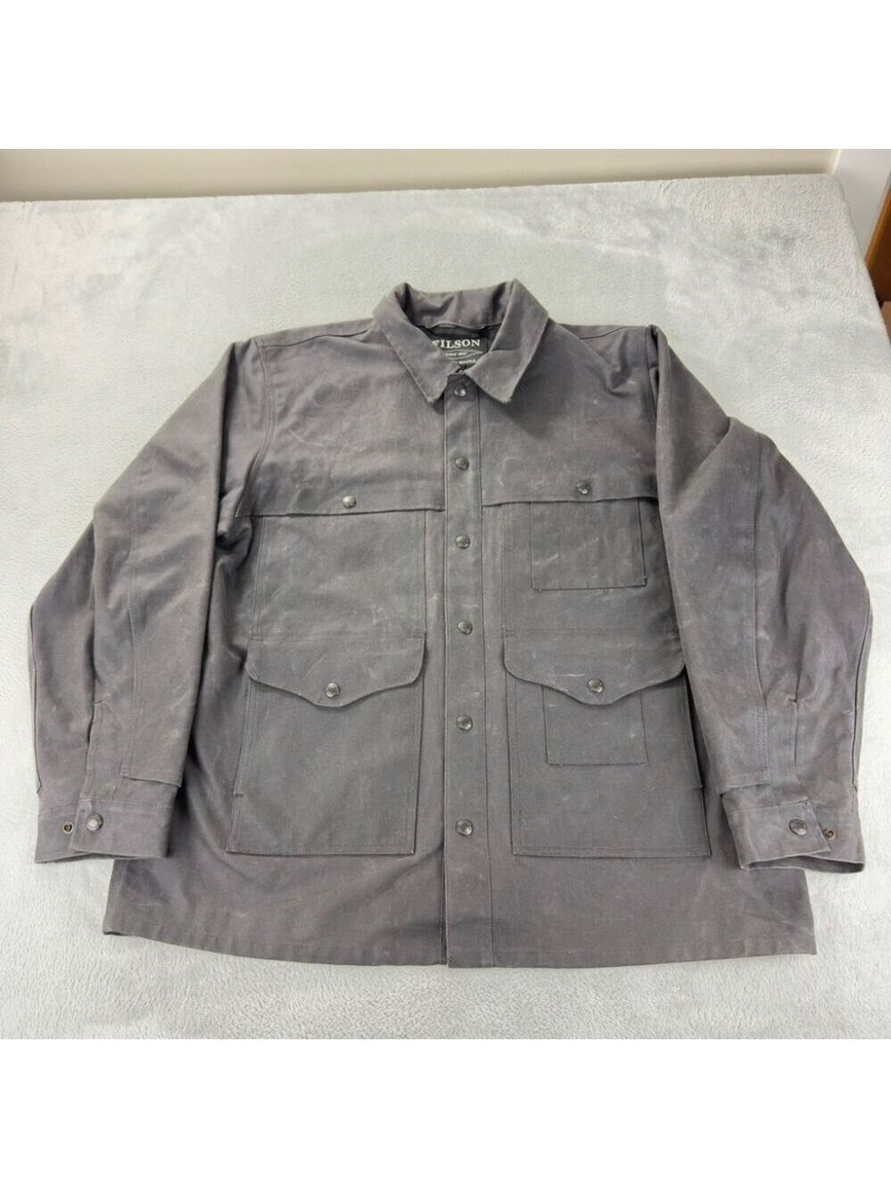 CC Filson Tin Cloth Short Lined Cruiser Jacket Mens XL Black Waxed Canvas